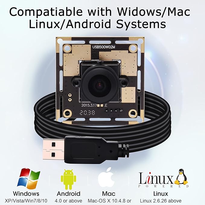 SVPRO 170 Degree Wide Angle 5 Megapixel Fisheye Lens USB Webcam Camera Module for Portable Video System