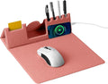 Mouse Pad with Phone Holder &amp Pen Holders Wireless Charging Desk Mat Mousepad Home Office Desk Pad with Ultra-Smooth Surface Non-Slip Base Waterproof Keyboard Pad Classic Pink Desk Mat