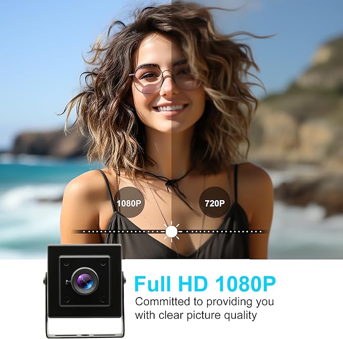 1080P USB Camera 30fps Video Webcam with Wide Angle &amp No Distortion H.264 Low Light Correction Built-in Mic Metal Case for PC/Mac/Android/Linux