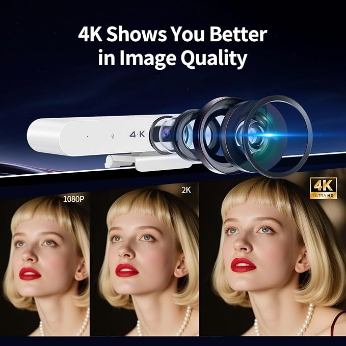 4K All-in-One Video Bar USB Video Conference System 4K 8MP Conference Camera &amp Hi-Fi Speaker &amp 2 Noise-reducing Mics Auto Framing &amp Speaker Tracking 94°FOV Auto Light Correction Plug