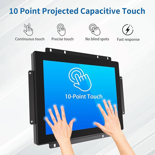 12.1 Inch Open Frame Touch Monitor PCAP 10-Point Touch Industrial Touchscreen Monitor with HDMI/VGA/DVI Interface Active Matrix TFT LCDLED Backlight with VESA Mount
