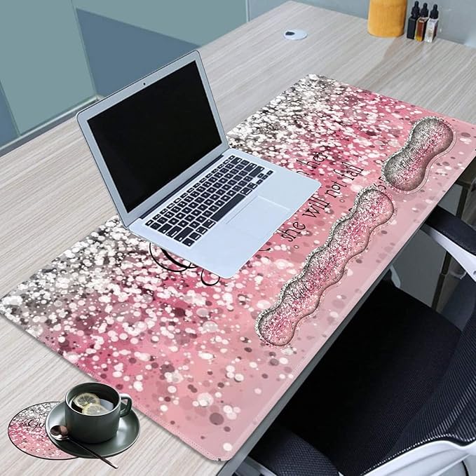 Gaming Mouse Pad Set Large Gaming Mouse Pad+Keyboard Wrist Rest+Mouse Wrist Rest+Coaster Easy Typing Pain Relief 31.5 × 11.8 inch Desk Mat for Home Office Bible Verses Psalm 46:5