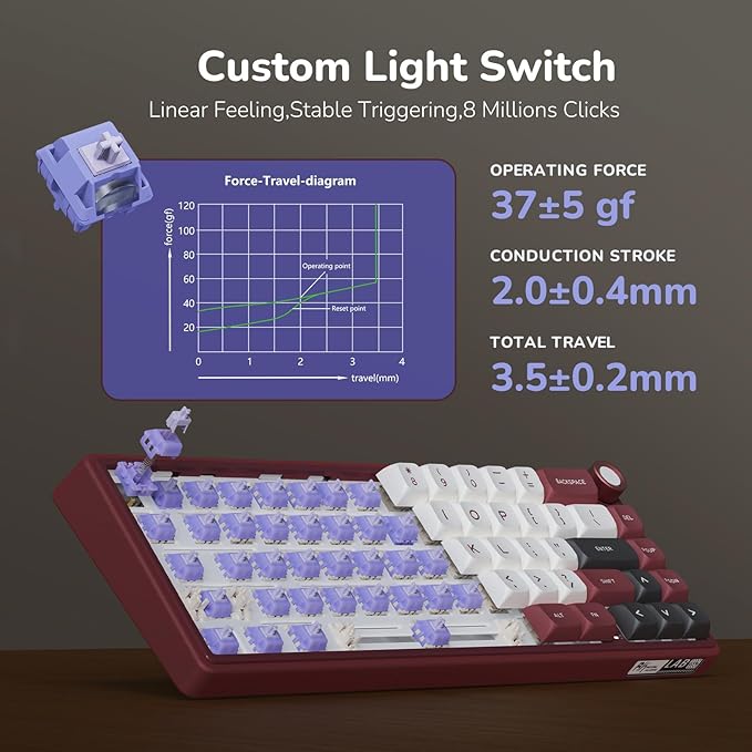RK ROYAL KLUDGE R65 Wired Mechanical Keyboard with Volume Knob 60% Percent RGB Backlit Gaming Keyboard Gasket Mount with PBT Keycaps MDA Profile QMK/VIA 66 Keys Hot Swappable Light Switch Red
