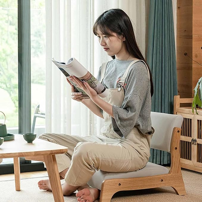 ELEFOCUS Portable Leg Meditation Floor Chair Lazy Bay Window Chair with Comfortable High Elasticity Foam Cushion(Light Gray)