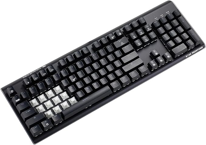 Hexgears GK735 Mechanical Gaming Keyboard Kailh Box White Switch 104 Keys ABS Keycaps Wired Gaming Keyboard with White LED Backlight Ergonomic Design for Windows Laptop PC Mac (No Light Strip)