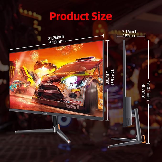 24 Inch Gaming Monitor FHD 1080P 165Hz Monitor IPS Display Free-sync Compatible 99% SRGB Color Gamut VESA 100 * 100mm Eye Care Ultra-Slim Frame Black