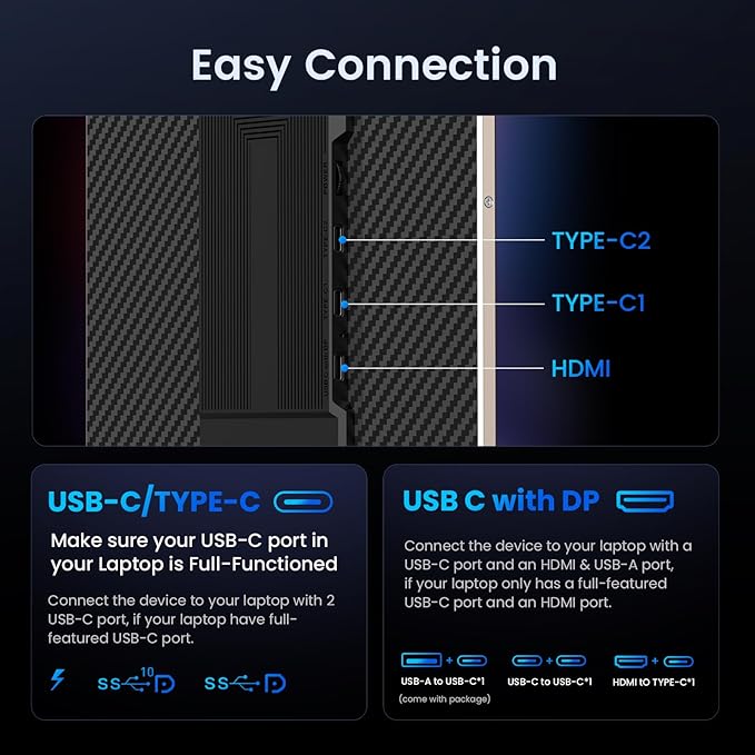15.6 Laptop Screen Extender 1080P FHD Laptop Monitor Extender 235° Rotating Detachable Dual Monitor Plug &amp Play Triple Screen for 13-17.3 Laptops Compatible with Mac/Windows/Android &amp D