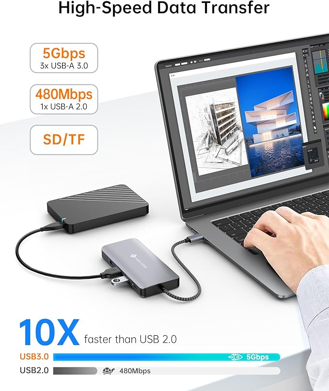 USB C Docking Station NOVOO Triple Display Type C Hub Dual Monitor HDMI 4K@60Hz DP Multiport Adapter 4USB Ethernet SD/TF 100W PD Dongle Data for Dell/Surface/HP/Lenovo Thinkpad Laptop