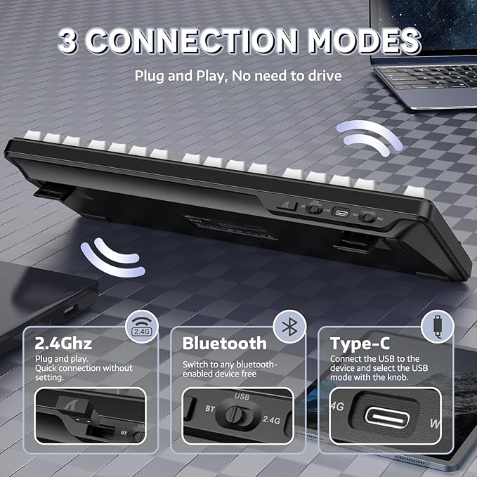 ATTACK SHARK X87 Wireless Tri-Mode Mechanical Gaming Keyboard - Hot Swappable RGB Gasket Mount Pre-Lubed Linear Switches Side-Printed PBT Keycaps (TKL 87-Key Grey Black)