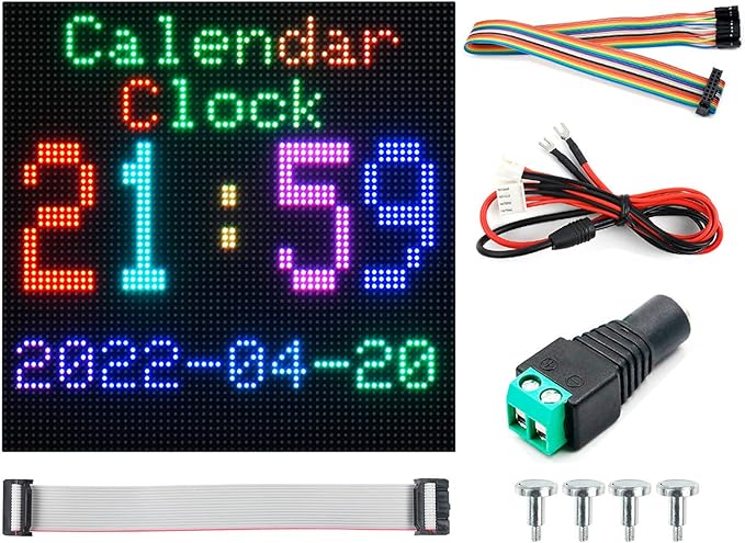 waveshare 64x64 4096 Pixels RGB Full-Color LED Matrix Panel 3mm Pitch Displaying Text/Colorful Image/Animation Adjustable Brightness Chainable DesignCompatible with Arduino/Raspberry Pi