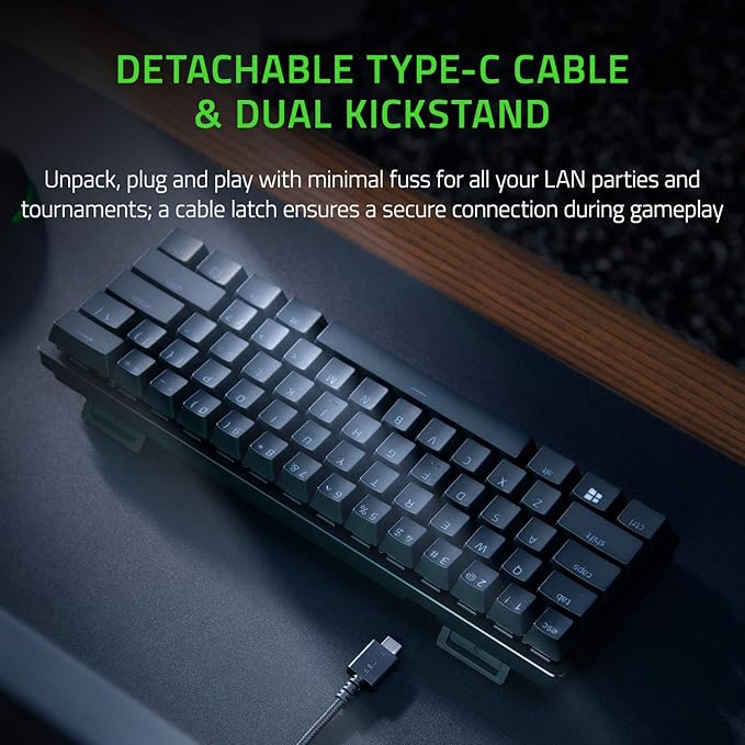 Razer Huntsman Mini 60% Gaming Keyboard: Fast Keyboard Switches - Linear Optical Switches - Chroma RGB Lighting - PBT Keycaps - Onboard Memory - Snap Tap - Black