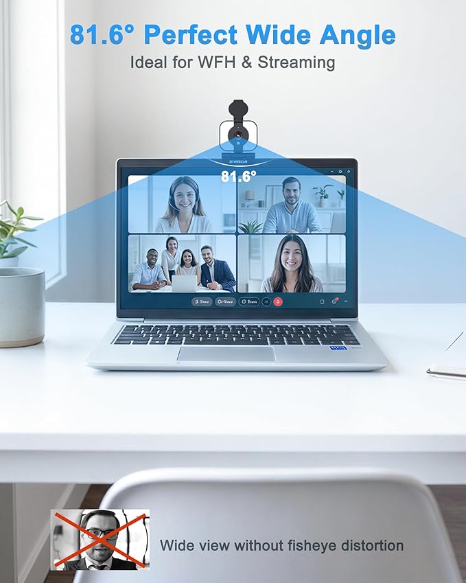 Atatat 2K QHD Webcam for PC with Microphone &amp Light &amp Privacy Cover Web Camera for Desktop Computer Laptop &amp MacBook Integrated Autofocus &amp Noise Canceling Mic for Zoom Meetings S