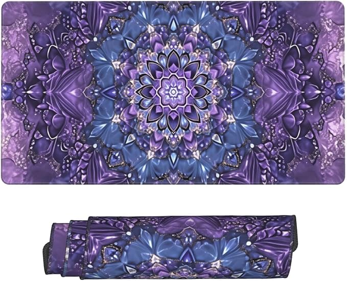 Purple Mandala Boho Floral Desk Cover MatExtended Large Mouse PadComputer Laptop Mat Desk Decor for Office Game Home 30x16 Inch