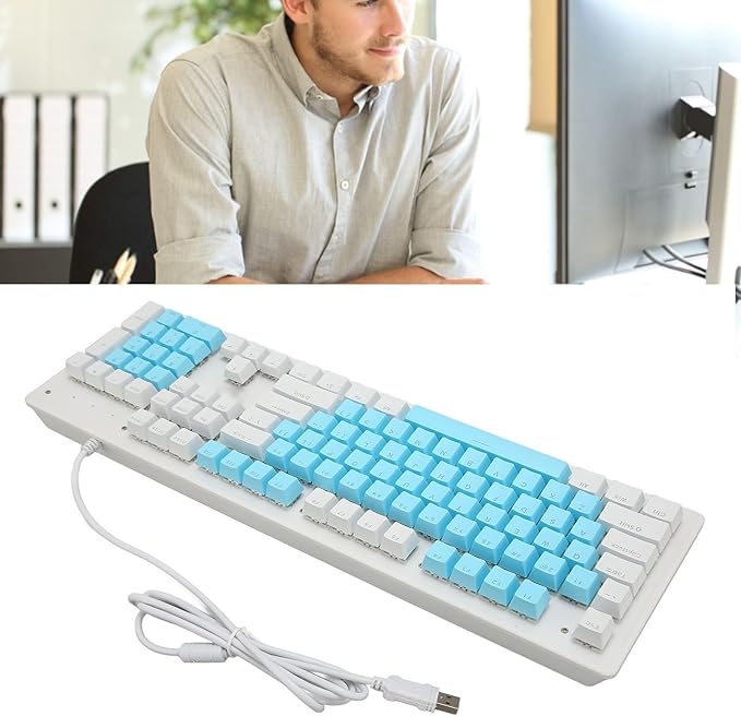 Vikye Gaming Keyboard with Mechanical Switch RGB Backlit 104 Keys USB Cable Widely Compatible with PC Laptop and Desktop (Brown Switch