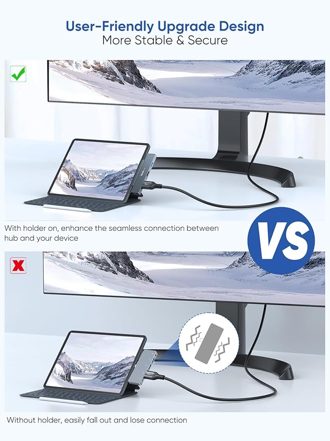 iPad Pro USB C Hub Multiport Adapter - Dockteck USBC Hub 5 in 1 with 100W PD 4K 60Hz HDMI Audio USB 3.0 USB C Dock with Magnetic Grip for iPad Pro 12.9 2021 2020 2018 iPad Air iPad mini 6