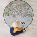 Floral Hardwood Floor Gaming Chair Mat Round Floor Mats for Office Chair Desk Chair Anti Slip Floor Protector for Rolling Chair Swirled Branches Spring Field BouquetPink Brown Diameter 35.5 in