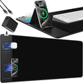Mouse Pad with Foldable Phone Holder Wireless Charging Desk Mat 31.5x15.8 Large Mousepad with Superior Micro-Weave Cloth XXL Desk Pad with Non-Slip Waterproof Keyboard Pad for Home &amp Office