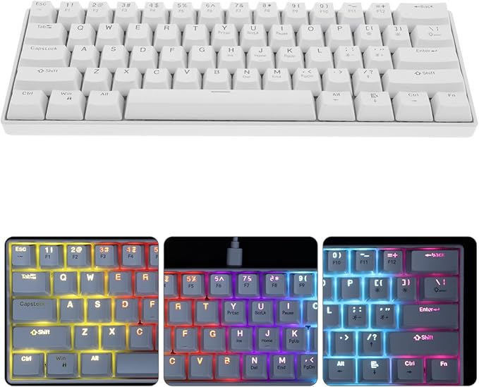 Compact Keys Wired Mechanical Gaming Keyboard RGB Backlighting for Pc and Laptop Ergonomic Design Enhanced Visibility for Gamers and Professionals