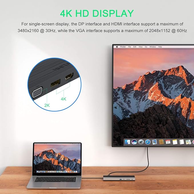 WAVLINK USB C Docking StationTriple Display Type C Adapter for MacBook ProDell XPS 13/15HPLenovo Yoga(HDMIDisplayPortVGAEthernet2 USB 3.0/2.0SD/TF Card Reader3.5mm Audio100W PD3.0)