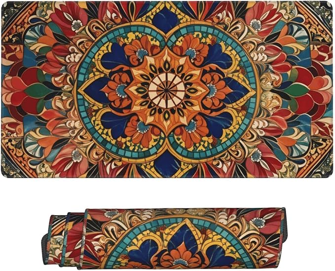 Mandala Flower Desk Cover MatExtended Large Mouse PadComputer Laptop Mat Desk Decor for Office Game Home 30x16 Inch
