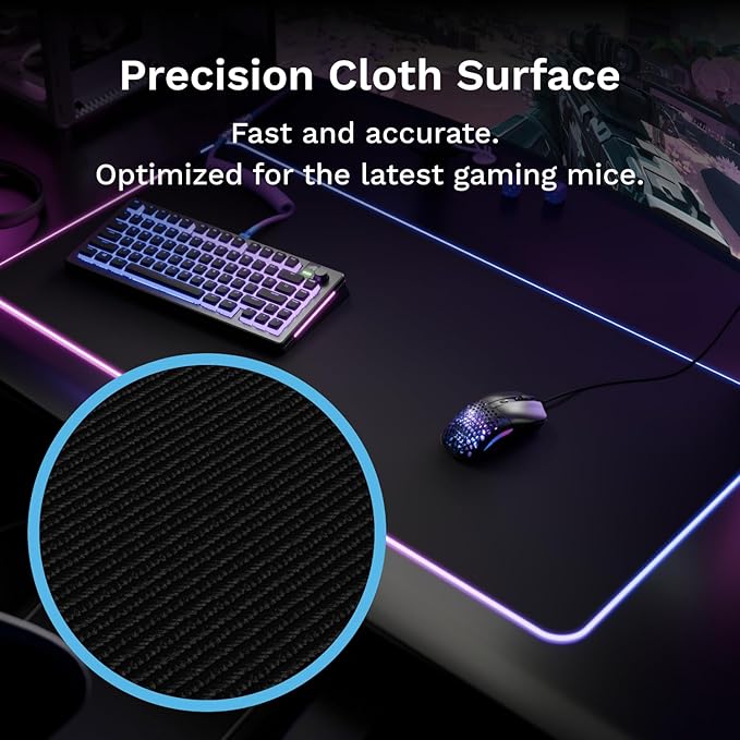 GLORIOUS Gaming Mouse Pad GMP 2 GLED - XL - 2-Zone RGB Lighting InfiniGlow RGB Stitchless Edge Premium Cloth Surface Grippy Rubber Base Optimised for Gaming - 18 x 14 x 0.1 - Large Desk Mat