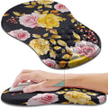 Hokafenle Ergonomic Mouse Pad Wrist Support Wrist Rest Mousepad for Carpal Tunnel Pain Relief with Integrated Memory Foam Slope Massage Bulge (11.8x7.9 inchGolden Powder Flower