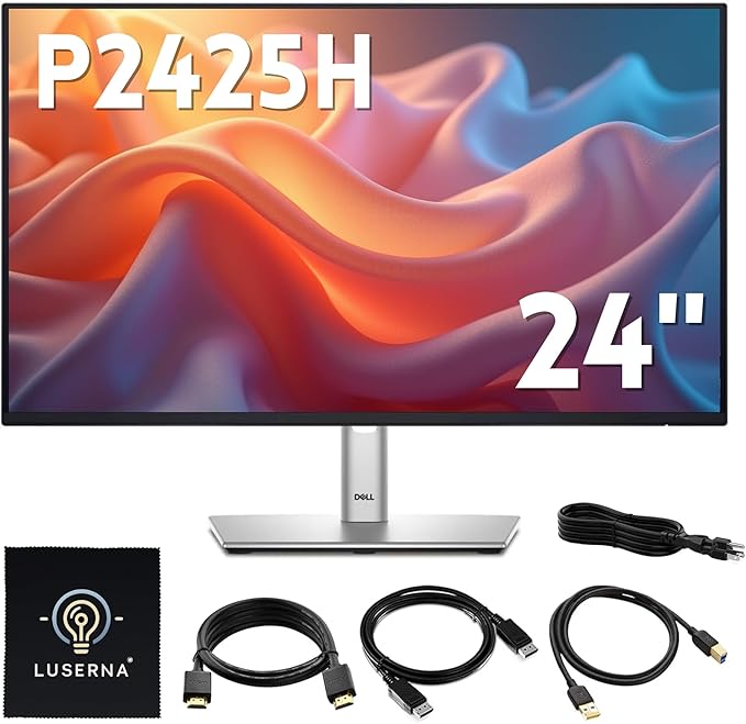 Dell P2425H Computer Monitor Screen 24 16:9 IPS Display with Stand - 100Hz Full HD 1920 x 1080 with DisplayPort HDMI USB 3.0 Upstream &amp Power Cable - New