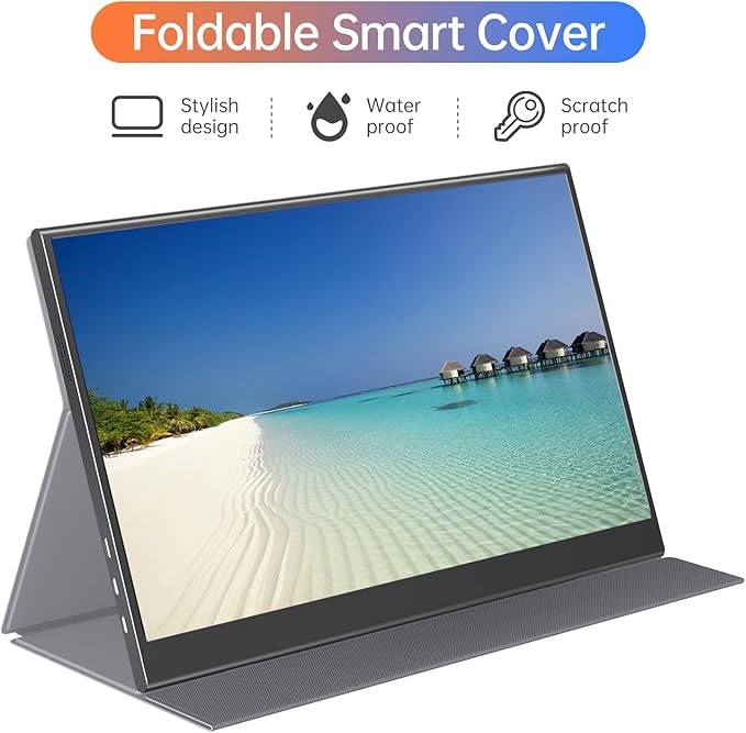 15.6inch Portable Monitor1080P USB-C HDMI Second External Monitor for LaptopPCMac PhonePSXboxSwichIPS Ultra-Thin Zero Frame Gaming Display/Premium Smart Cover