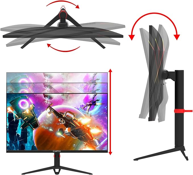 Sceptre 27-inch IPS 2K Gaming Monitor QHD 2560 x 1440p HDR400 up to 165Hz 1ms AMD FreeSync Premium DisplayPort HDMI 100% sRGB Build-in Speakers Machine Black 2025 (E275B-QPD168)