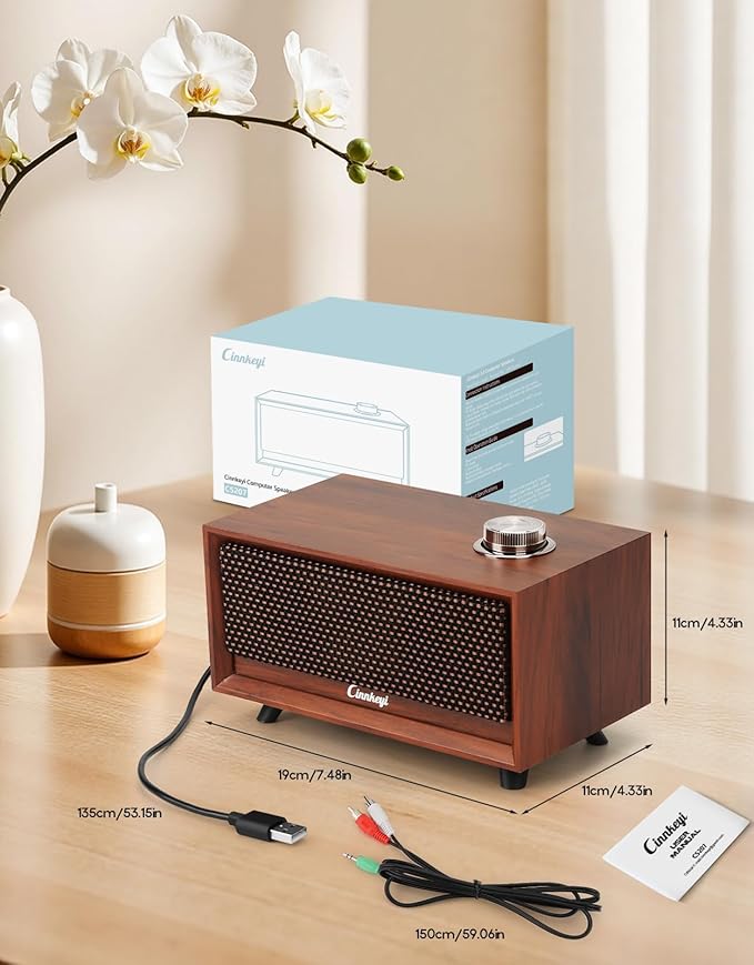 Wooden PC Soundbar Computer Speakers –PC Speakers USB Powered | PC| Line-In | Bluetooth 3 Modes 3.5mm/USB Input Wooden Computer SoundBar Compact Stereo Speaker for Desktop Laptop Monitor Tablet