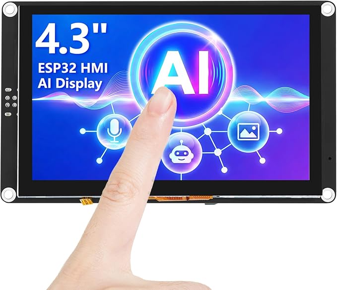 ELECROW ESP32 Display 800×480 4.3 HMI Advanced ESP32 IPS Touch Display Support AI Speech Interaction 32-Bit LX7 Dual-Core Processor Up to 240MHz Compatible with Arduino ESP-IDF and LVGL