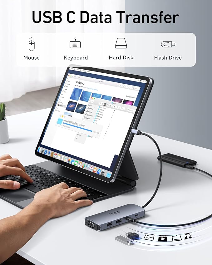 USB C Docking Station Dual HDMI Monitor Adapter Selore USB C Hub 3 Monitors with Dual HDMI Displayport VGA 100W PD Charging 3USB 2.0 Ports Adapter for Dell XPS HP Lenovo etc