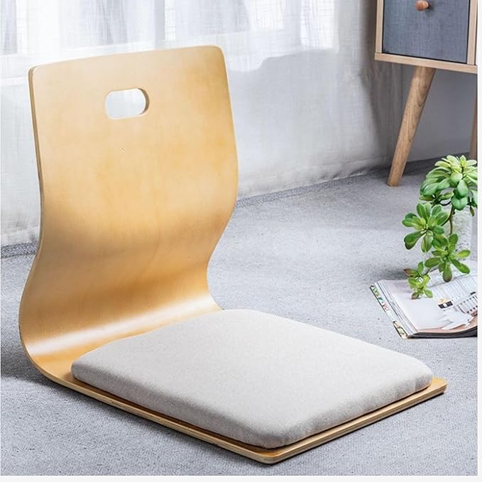 Aimeryup Dormitory Legless Chair Floor Chair Wooden Fabric Cushion Set Back Support Lazy Hotel Parlour 37X46X43CM(Size:37X46X43CMColor:B)