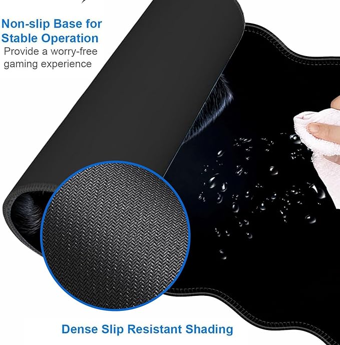 Large Gaming Mouse Pad Keyboard Wrist Rest Pad &amp Wrist Support Mousepad Set Stitched Edge Extended Non-Slip Base Memory Foam Desk Mat for Office HomeCute Pug Dog