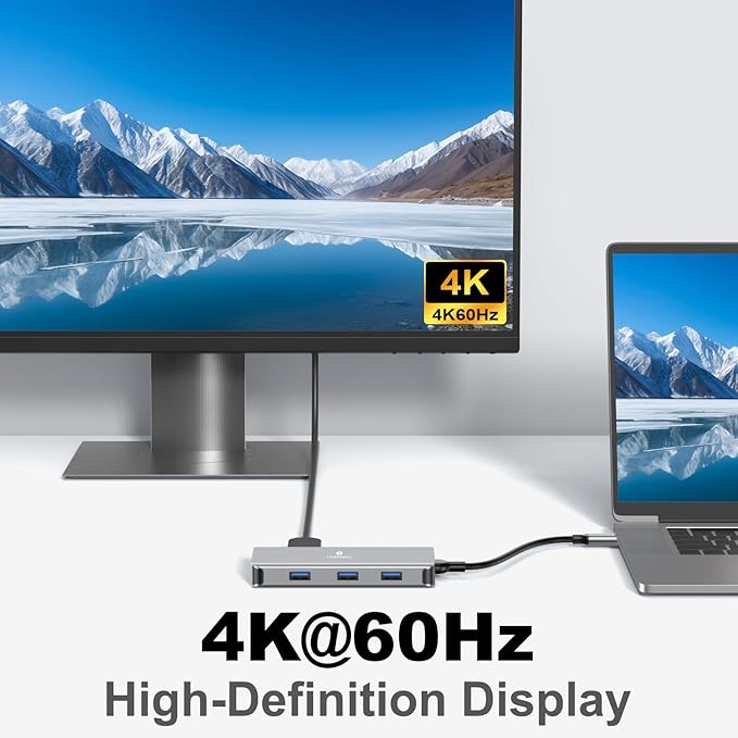 USB C Docking Station Dual Monitor Laptop Docking Station 3 Monitor USB C Hub Dual 4K@60Hz HDMI Display with DisplayPort Port 5Gbps USB-A/C Data Port 100W PD for HP/Dell/Lenovo/Laptop
