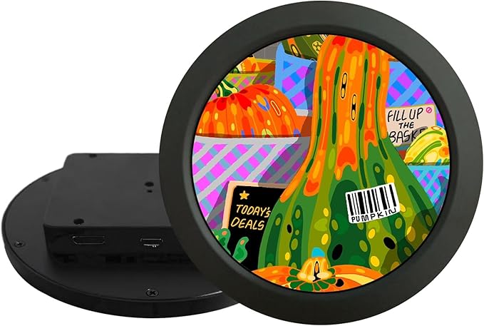 VSDISPLAY 3.4 Inch Round LCD Monitor 800x800 Circle Display for PC Case Secondary Screen Monitoring Computer PC Case DataBlack