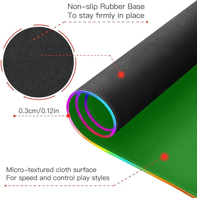 Teal Bright Mouse Pad Gaming Mousepad Non Slip Desk Mat Wireless Charging RGB Computer Mouse Pads Keyboard Pad Mats for Home Desktop Office 35.4 x 15.7 in
