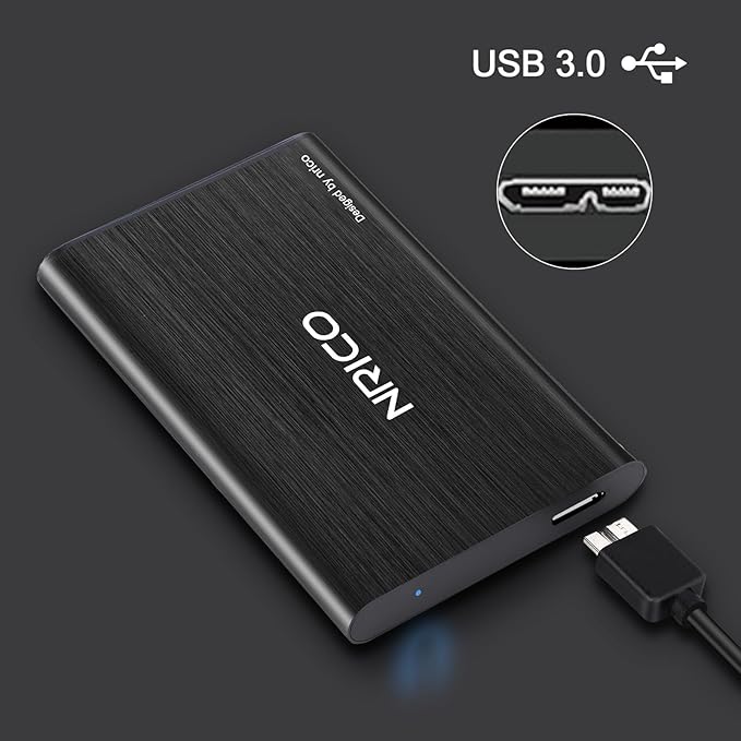 NRICO Ultra Slim Portable External Hard Drive USB3.0 HDD Storage Compatible for PC Desktop LaptopMacPS4 Xbox one (Black 1 TB)