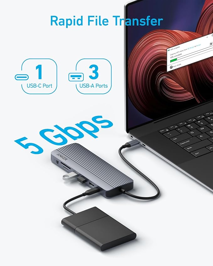 Anker Laptop Docking Station 3 Monitors 14 in 1 USB C Hub Triple Display USB C Docking Station with Dual 4K HDMI 1080p VGA 80W PD USB-A/C Data Ports for Dell XPS and More (Charger not Included)