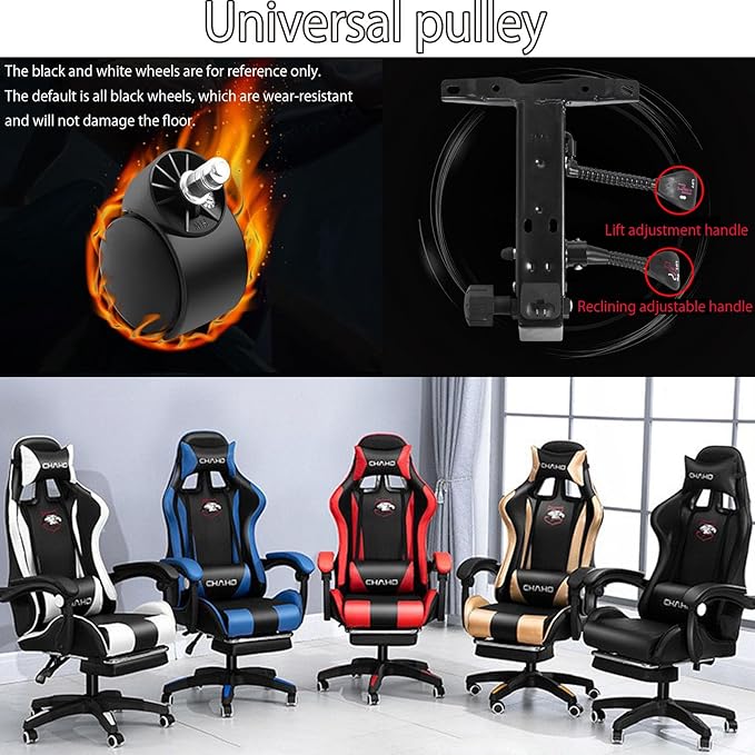 Adjustable Gaming Chair with Footrest Home Computer Chair Lift Armrest Swivel Chair Ergonomic Armchair Office Chair Comfortable Sedentary 165° Large Angle Reclining Lunch Break Lounge Chair