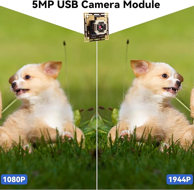 5MP Autofocus USB Camera Module 1944P 15fps Webcam with 60 Degree Lens Lightburn Camera for Raspberry PI Laptop Jetson Nano Compact Webcam for Monitoring Industrial Inspection VR