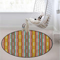 Multi Gaming Chair Mat Under Computer Desk Floor Protector for Rolling Chairs Non Slip Anti Scratches Vertical Abstract Swirl Lines Curved Stylish Diameter 47.2 in