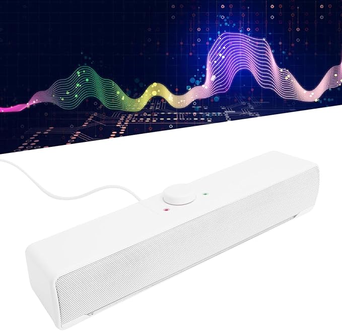 SUNGOOYUE Desktop Speaker Conference Computer Speaker Immersive 3D Sound with Dynamic Light Effects USB Aux Compatibility for PC Laptop Smart Devices