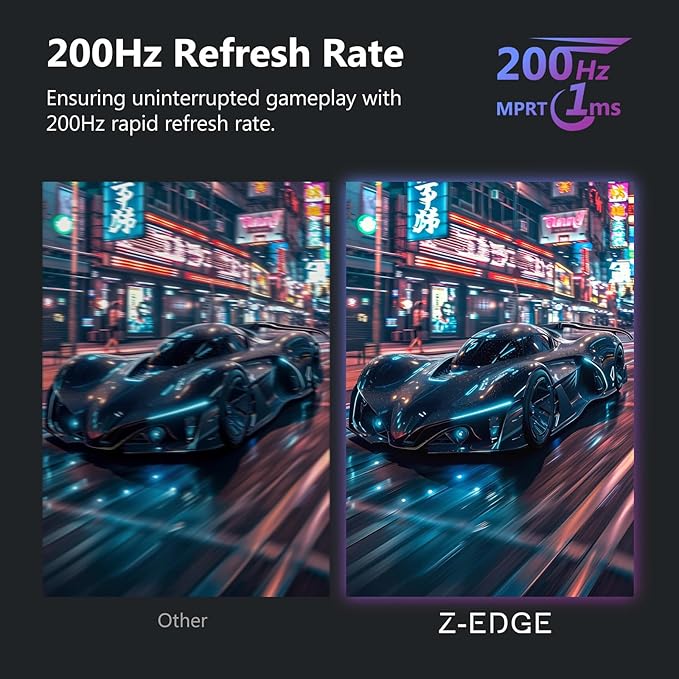 Z-Edge 27 inch Curved Gaming Monitor FHD 1080P 200Hz 165Hz 144Hz Curved 1500R PC Monitor MPRT 1ms FreeSync Low Blue Light 350nits16.7M Colors UG27 Frameless Bezel 1X DP and 1X HDMI