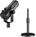 FIFINE Podcast Microphone with Desktop Mic Stand SetUSB/XLR Dynamic Microphone with Adjustable Heavy-Duty Desktop Stand for Recording Gaming Broadcast (Tank6+BS1)