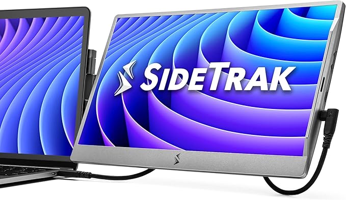SideTrak Swivel 14 Portable Monitor for Laptop Screen Extender with Patented Swivel Hinge Attachable Travel Monitor Dual Screen FHD Display USB-C® &amp HDMI (Dark Gray)