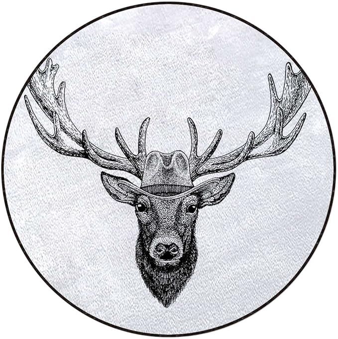 Antler Carpet Round Office Chair Mat for Hardwood Floor Multi-Purpose Soft Mats for Gaming Rolling Chair/Living Room/Study Deer Dressed up Reindeer Deer PortraitCharcoal Grey Diameter 43.3 in