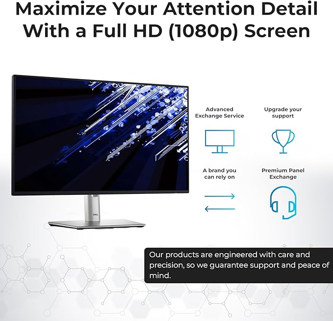 Dell P2425H Computer Monitor Screen 24 16:9 IPS Display with Stand - 1 Year Warranty 100Hz Full HD 1920 x 1080 with Power Cable Anyhdd DisplayPort HDMI USB 3.0 Upstream Cable &amp Cloth - New