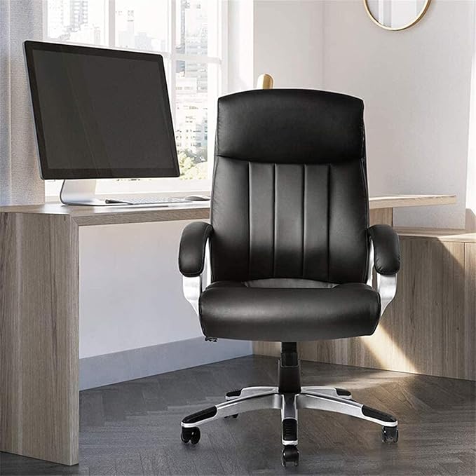 Ergonomic PU Leather Office Chair with Lumbar Support Adjustable Swivel Boss Gaming Chair High-Back Task Chair