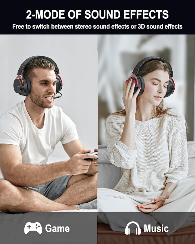 Inwa PS5 Headset Wireless with Game/Chat Balance Mixer Lower Latency 5.8GHz Tech 7.1 Surround Sound Protein Soft Earmuffs Detachable Mic Works with PS5 PS4